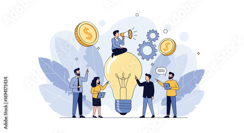 Teamwork collaboration for business growth and innovative ideas development in modern business environment