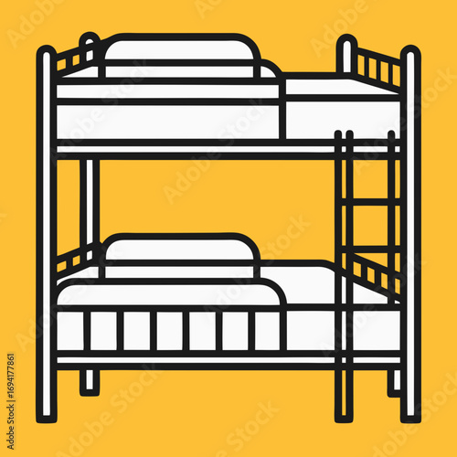 Bunk bed silhouette isolated on white background