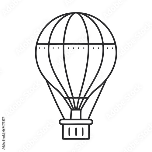 Hot air balloon silhouette isolated on white background