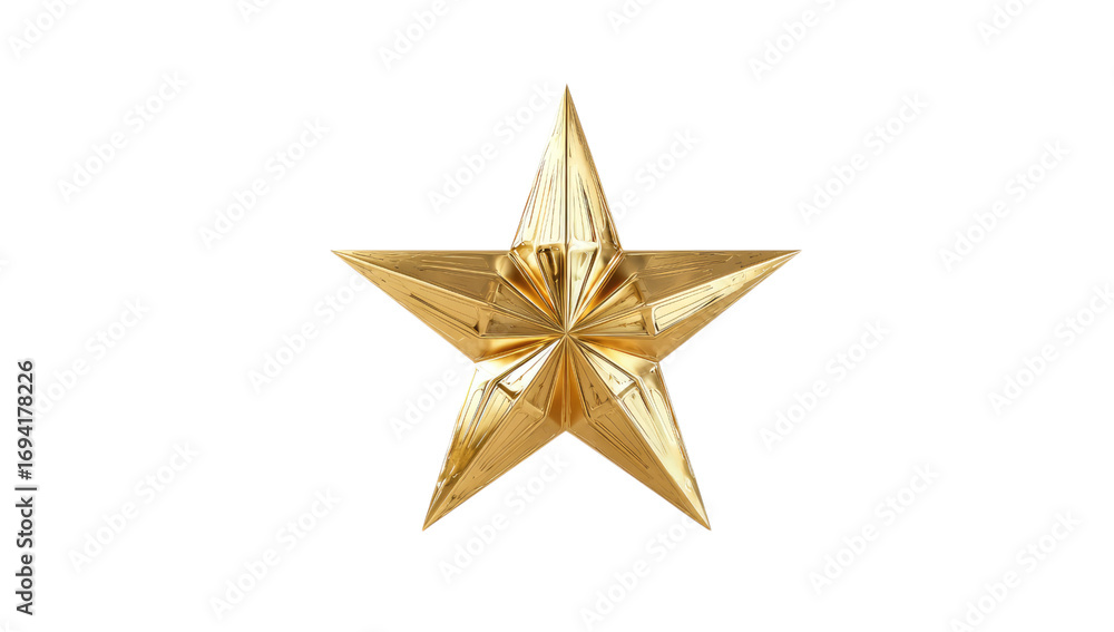 Fototapeta premium Shiny Golden Christmas Star Ornament Isolated on Black Background