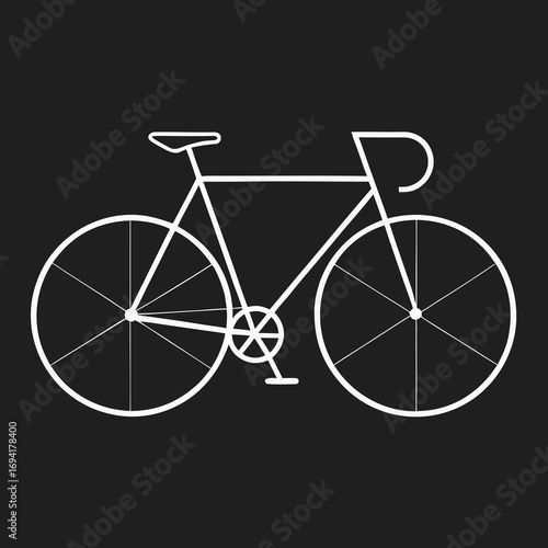 White bicycle silhouette isolated on white background