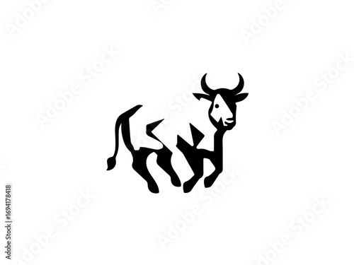 Dynamic abstract bull silhouette representing strength and power in modern design