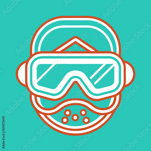 Stylized ski goggles silhouette isolated on white background