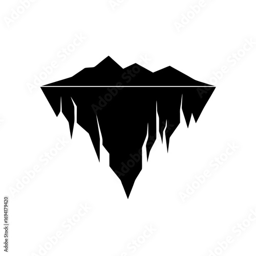 Black iceberg floating design on transparent background silhouette