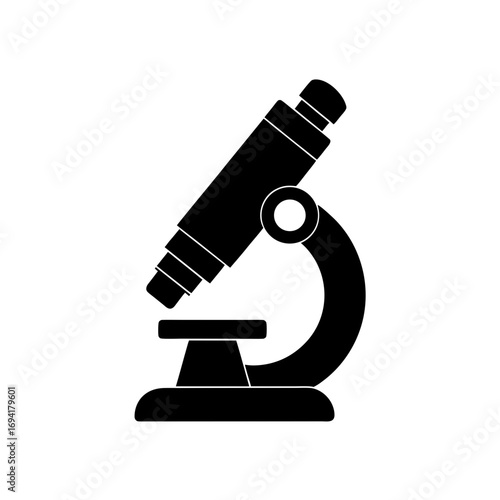 Silhouette of a microscope on transparent background