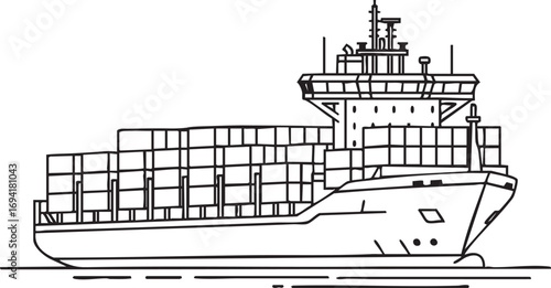Modern Container Ship at Sea | Ocean Freighter Loaded with Containers