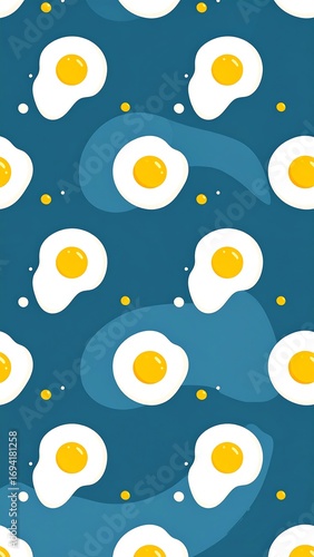 Fried egg pattern on a teal background (1)