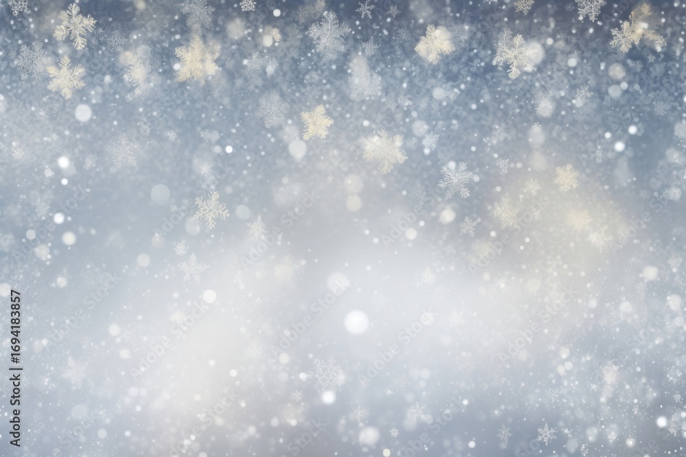 Fototapeta premium Bokeh light snowflakes background texture winter.