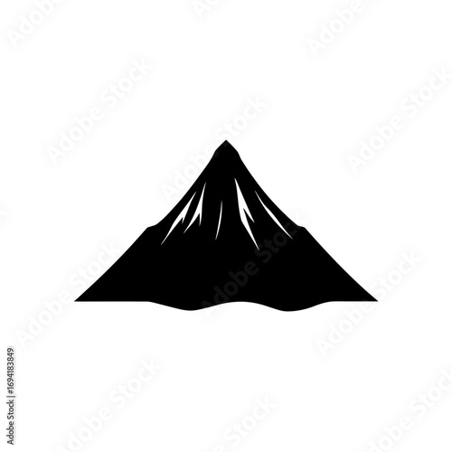 Black mountain peak silhouette on transparent background