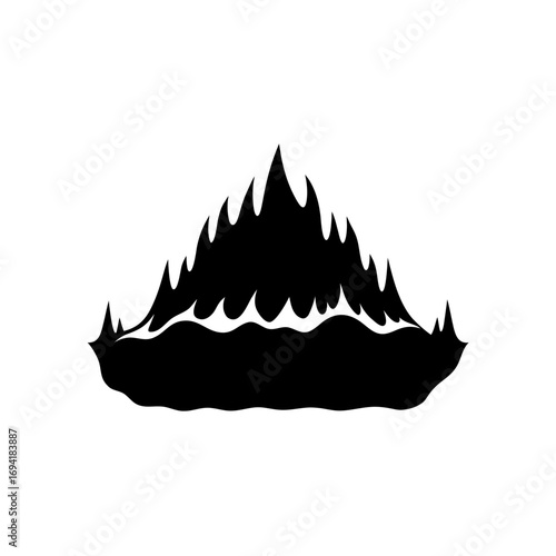 Silhouette of a jagged mountain on transparent background