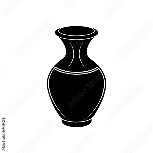 Silhouette of a simple vase on transparent background
