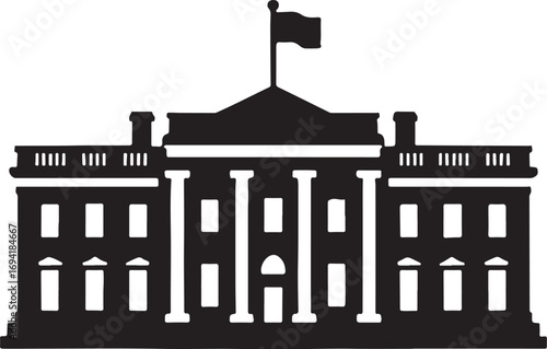 Iconic White House silhouette vector design, symbol of Washington DC, politics, and American government.