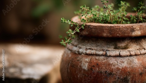 Wallpaper Mural Close-up of terracotta pot with thyme Torontodigital.ca