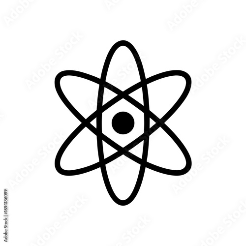 Atom symbol with orbits icon on transparent background silhouette