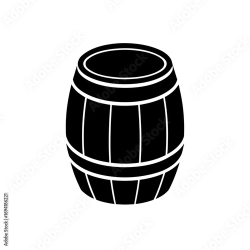 Illustration of a black barrel on transparent background silhouette