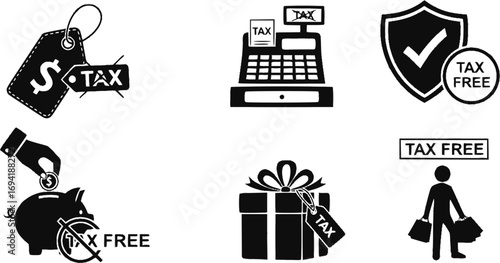 Tax free icon vector collection.