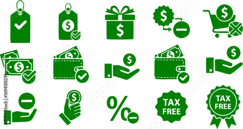 Tax free icon vector collection.