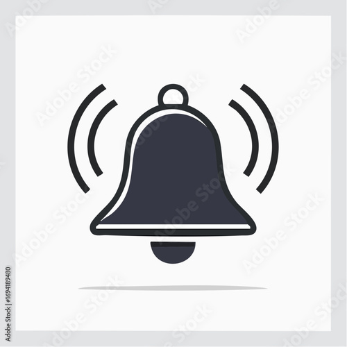 Sleek Digital Notification Bell Icon with Ringing Waves, Symbolizing an Important Alert, Reminder, or Incoming Message