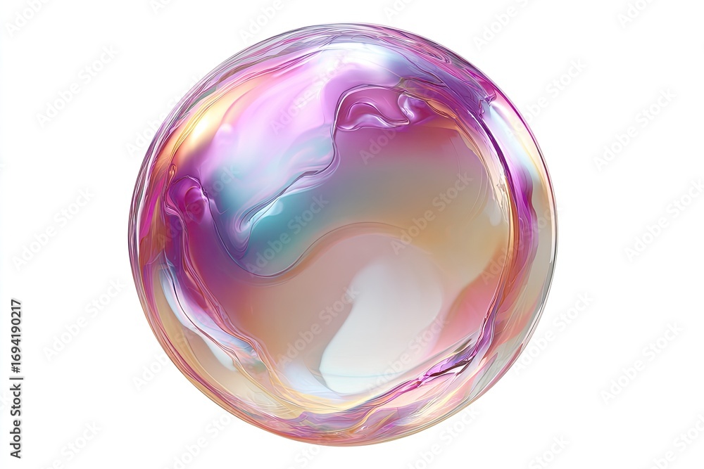 Fototapeta premium Abstract sphere with iridescent, flowing colors