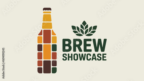 Graphic design featuring a stylized beer bottle and the words brew showcase for an event poster