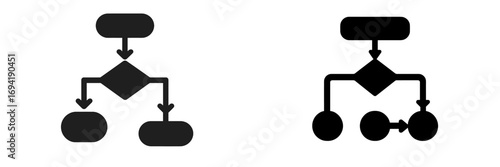 Comparing two flowchart designs illustrating process mappings in black and white