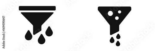 Different styles of funnels intended for liquid filtration in various applications and design aesthetics