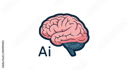 Illustration depicting a human brain with 'AI' inscription, symbolizing artificial intelligence and its cognitive capabilities