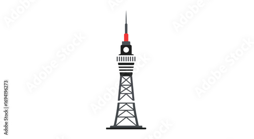 Stylized tower icon with geometric design elements symbolizing urban landmarks and architectural achievements