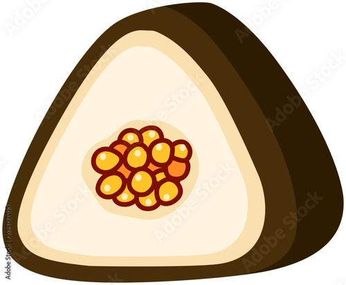 Cartoon Illustration of Japanese Sushi Roll