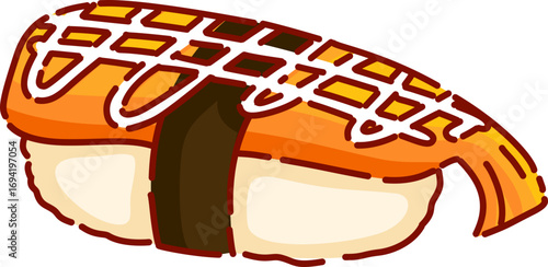 Cartoon Onigiri with Shrimp Illustration
