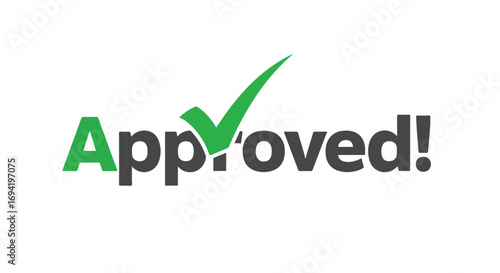 Confirmation graphic with bold green checkmark conveys success and positive acceptance