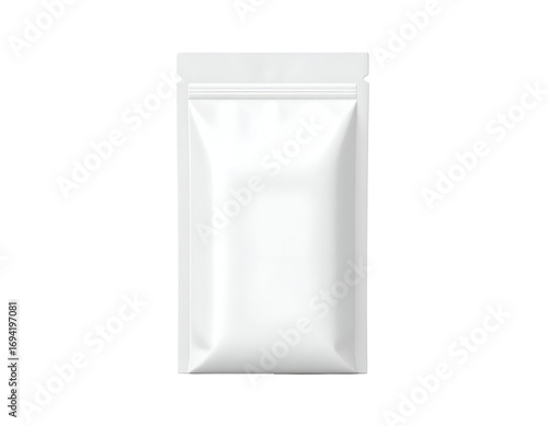 White Blank Stand Up Pouch Packaging with Zipper Isolated on Black Background for Product Mockup Design