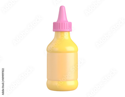Yellow Squeeze Bottle with Pink Dispenser Cap 3D Render