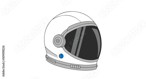 Stylized astronaut helmet illustration conveying space exploration and futuristic themes, emphasizing design and scientific adventure and cosmic