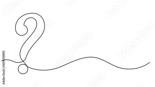 Question mark one line art animation, hand drawn asking sign, Question mark continuous one line drawing animated video, Self drawing line animation question mark continuous line drawn concept video.
