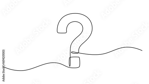 Question mark one line art animation, hand drawn asking sign, Question mark continuous one line drawing animated video, Self drawing line animation question mark continuous line drawn concept video.