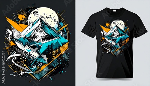 Abstract mountain graphic tee design (1)