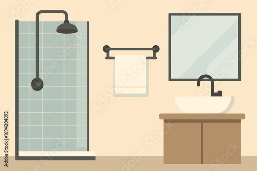 Vector Illustration of a Minimalist Bathroom Interior