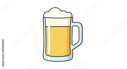Illustration of a frothy beer mug isolated on white offering a crisp and refreshing beverage enjoyment celebration refreshment occasion drawing