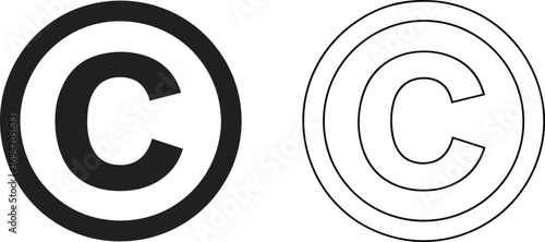 Copyright symbol vector illustration with bold solid design and outlined style, representing intellectual property, copyright protection, legal rights, ownership, publishing, and creative security