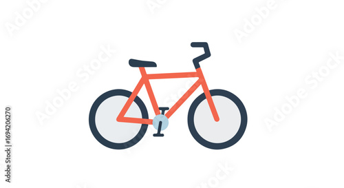 Stylized bicycle illustration with a bright color scheme against a clean, white background showcasing recreational transportation