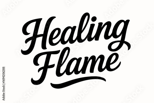 Healing Flame modern hand lettering smooth curves balanced composition clear readable letters consistent style none none clean white background vector look high contrast no extra objects no.