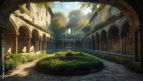 Sunlit cloistered garden