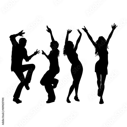 silhouettes of dancing people