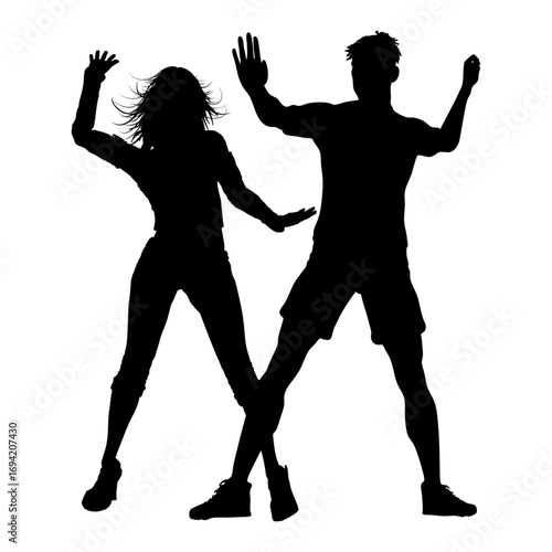 silhouettes of dancing people