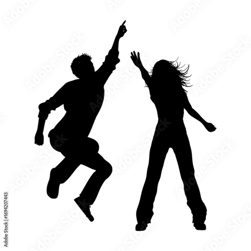 silhouette of jumping people
