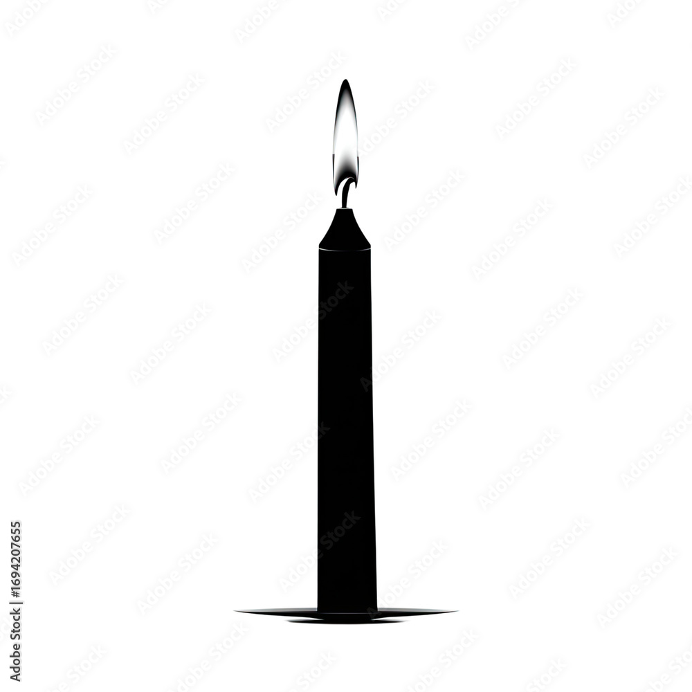 Fototapeta premium Lit Candle Silhouette with Glowing Flame on Dark Background