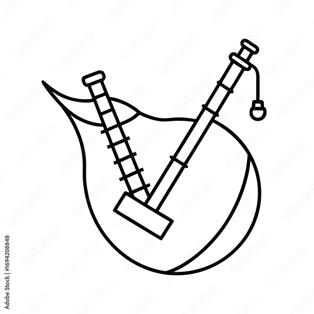 Obraz premium Bagpipe Outline On White Background Illustration