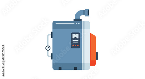 Vector graphic depicts an isolated water heater against a plain background ideal for technical illustrations or instructional material