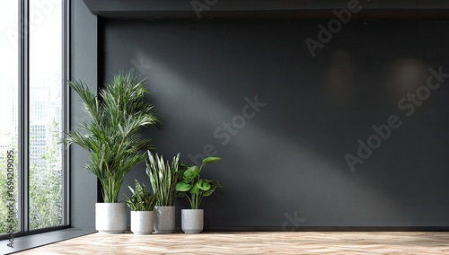 Fototapeta Naklejka Na Ścianę i Meble -  Modern minimalist interior with plants